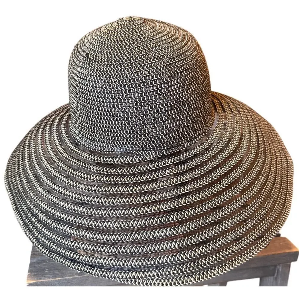 Daniele Meucci Black and Tan Paper Straw Sun Hat Women's One Size
